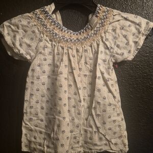 H&M Cream Dress with Blue and Gold Smocked Detail
